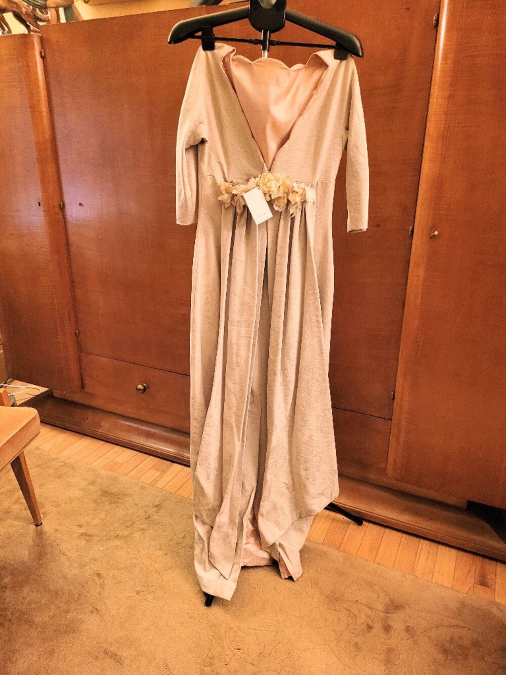 Debora Kuchme Beige Brocade Long Dress